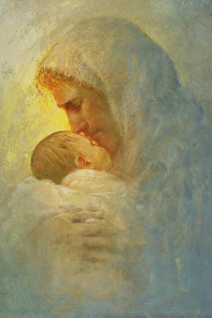 Abba is a painting that depicts Jesus Christ holds and caring for an baby - Yongsung Kim | Havenlight | Christian Artwork