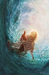 The Hand of God Large Art depicts Jesus reaching into the water to save Peter - Yongsung Kim | Havenlight | Christian Artwork